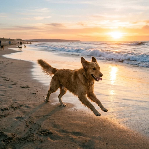 Chewie at the beach